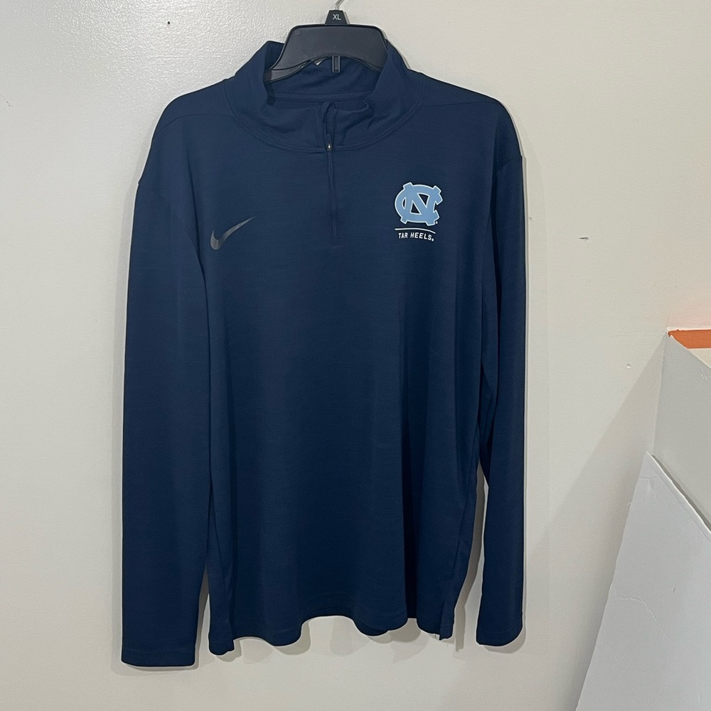 NIKE 1/4 Zip Navy Long Sleeve Top NC Tarheels Size XL